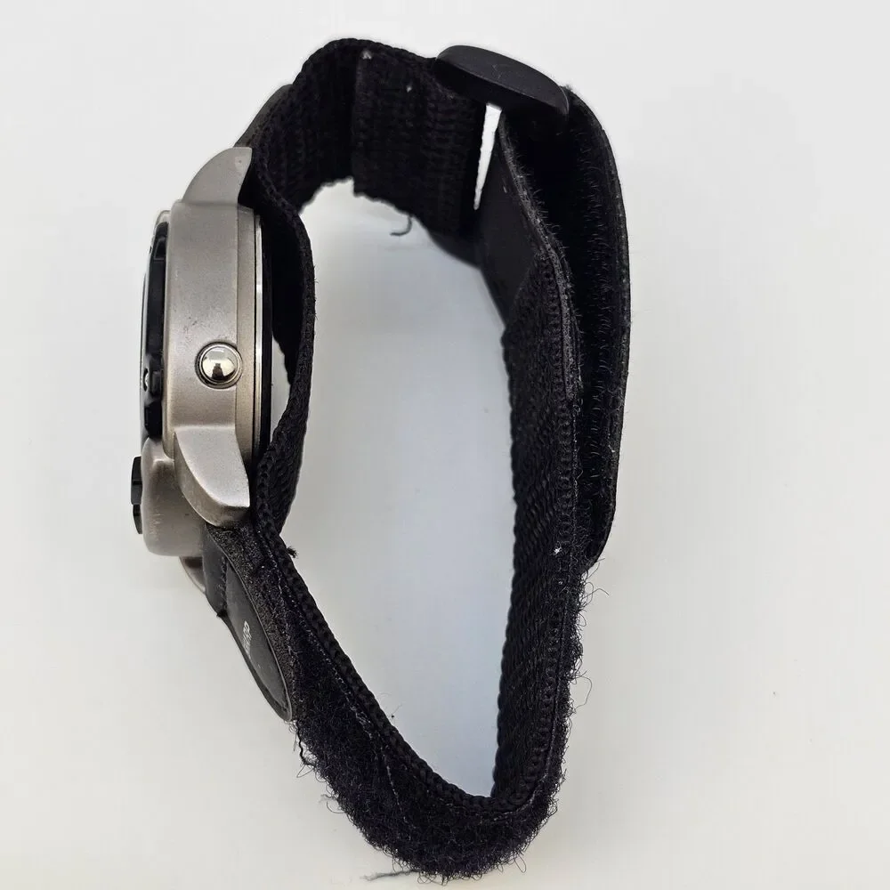 VTG Sharp Men's Digital Watch 40MM Large Gray Case Black Canvas Band New Battery